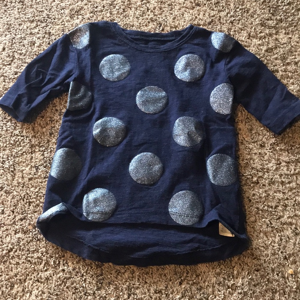 Navy blue glitter polka dot shirt